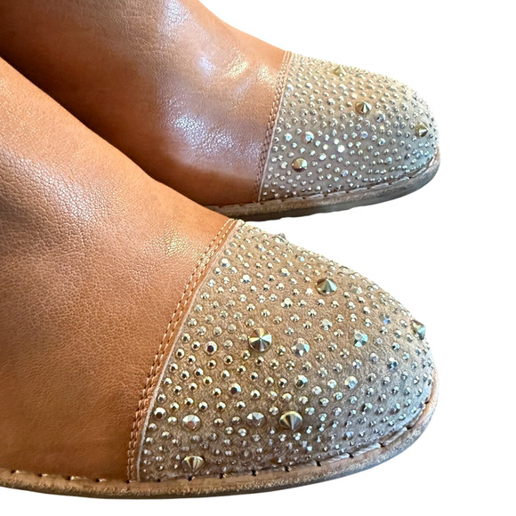 Stuart Weitzman 7.5 Rhinestone Studded Western Ankle Boots Leather Cowboy Brown - Picture 6 of 11